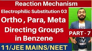 Reaction Mechanism 07 Electrophilic Substitution 03 Effect of Substituent on Reactivity Of Benzene [upl. by Vizza322]