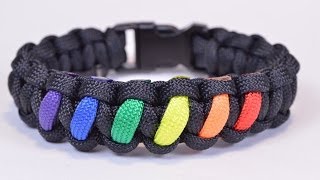 Make a Rainbow Colored Paracord Survival Bracelet with Buckle  BoredParacord [upl. by Sioled]