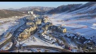 Skiing in Korea Alpensia Resorts Aerial view [upl. by Utta]