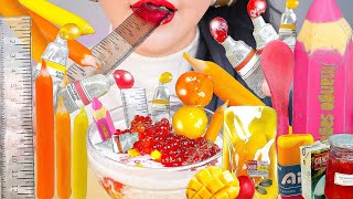 ASMR EDIBLE MANGO SAGO RECIPE  school supplies TANGHULU 학용품 망고사고 咀嚼音 탕후루 먹방 MUKBANG EATING SOUNDS [upl. by Bat]