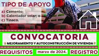 Cómo obtener APOYO de VIVIENDA 2024 🏠 Mejoramiento 👷 autoconstrucción 🟢 subsidio 💲 gratis [upl. by Yrahcaz]