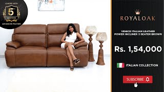 Royaloak  Venice Italian Leather Power Incliner 3 Seater Brown [upl. by Renwick65]