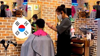 Haircut amp Hairstyle In South korea  BarberShop In Seoul Korea  korean women barbers haircut [upl. by Nugesulo]