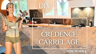 Pose de CREDENCE en CARRELAGE  DIY RENOVATION de CUISINE [upl. by Airottiv]