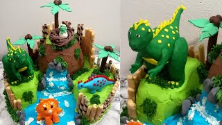 Dinosaur Island Cake  Dinosaur cake toppers [upl. by Ganiats]