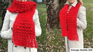 Comment faire une ECHARPE au crochet accompagnée du diagramme  tutofacile pour débutants [upl. by Vernen838]