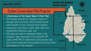 OpenET for Ag Consumptive Use amp Water Conservation  Sara Larsen Upper Colorado River Commission [upl. by Nawotna]