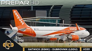 P3D London Gatwick EGKK  Dubrovnik LDDU  VATSIM  FSLabs A320SL  EZY35PJ [upl. by Aniryt]