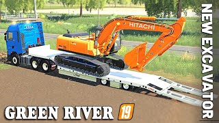 NEW HITACHI EXCAVATOR  Green River Farming Simulator 19  Episode 2 [upl. by Geer]