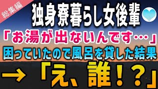 【感動する話】独身寮暮らしの地味な女後輩「お湯が出ないんです…」風呂に入れず困っていたので部屋に招いた結果→「ありがとうございました…」「え、誰！？」【馴れ初め話】朗読 総集編 [upl. by Apoor]