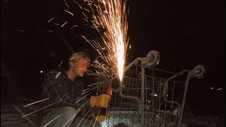 Building a sled out of a Walmart cart and car hood [upl. by Urien]