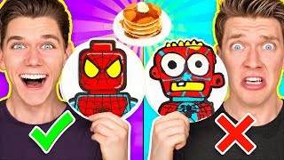 PANCAKE ART CHALLENGE Mystery Wheel 2 amp Learn How To Make Diy Avengers amp Aquaman Art [upl. by Imnubulo642]