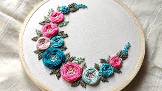 Hoop Art Embroidery For Beginners  Woven Rose Embroidery For Beginners  Free Pattern  Gossamer [upl. by Einyaj]