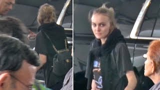 LilyRose Depp Looking Exhausted With No Makeup At LAX [upl. by Rekyr]