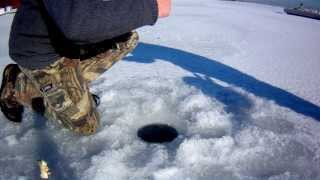 Wisconsin Racine Harbor  Ice Fishing For Brown Trout And Steelhead [upl. by Bruis228]