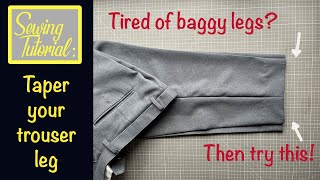 How to taper your Trousers  Trousers alteration  Sewing Tutorial [upl. by Hagan]