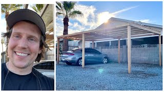 Building a 2 Car Carport for 600 Full Timelapse with Tips amp Tricks DIY [upl. by Effy]