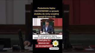 Posiedzenie Sejmui GŁOSOWANIE w sprawie dodatku do renty socjalne jponad 13 minut [upl. by Kaltman]