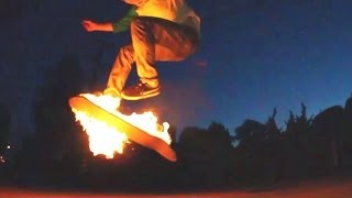 Skateboarding On FIRE Flaming Tre Flip Bigspin Front Board and More [upl. by Seth]