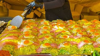 japanese street food  hiroshima style okonomiyaki お好み焼き hiroshimayaki [upl. by Raji]