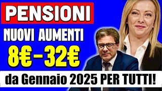 PENSIONI ECCO I NUOVI AUMENTI PER TUTTI da GENNAIO 2025❗️da 8€ a 36€ AL MESE 👉 PRIMI CALCOLI 📈 [upl. by Romain]