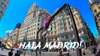 🤍 HALA MADRID Himno del Centenario por Placido Domingo  Gran Vía de Madrid España 4K 🇪🇸 [upl. by Yerocaj]