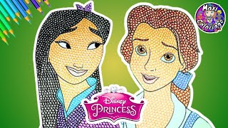 DISNEY PRINCESS LA BELLE THE BEAUTY AND THE BEAST AND MULAN COLORING BOOK PAGES [upl. by Ruggiero]