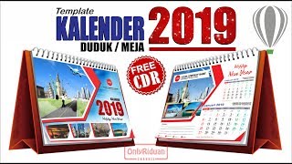 Cara Membuat Desain Kalender Duduk 2019 di CorelDRAW  Calender Templates [upl. by Yanel]