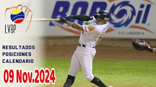 LVBP  Resultados Posiciones Calendario 09 Noviembre 2024 Liga Venezolana de Beisbol Profesional [upl. by Yrelav116]