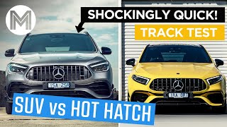 AMG A45 S vs GLA 45 drag strip and track test  MOTOR [upl. by Ulric463]