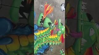 Winner in Animation Paseo Chalk Art Festival 2021 Paseo Nessies  two headed dragon by Jen Swain [upl. by Irrehc729]