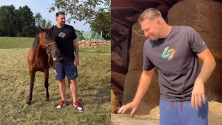 Luka Doncic spends a day at the farm in Slovenia with animals 😂 [upl. by Tillfourd]