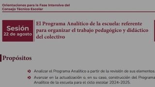 Programa Analítico de la Escuela  Sesión 2  22 de agosto  Alejandro López [upl. by Yortal]