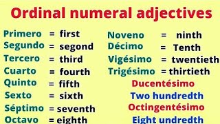 Ordinal numeral adjectives in spanishadjetivos numerales ordinales en inglés [upl. by Metts]