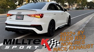 Milltek 8Y RS3 Race CatBack Exhaust sound clip revs flyby [upl. by Marino792]