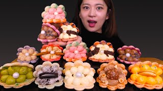 🍩Clam macaron😋마카롱을 산더미로 쌓아먹는 이 찐행복😍 Chocolate Oreo Ferrero rocher Nutella clam macaron Mukbang [upl. by Htezil]