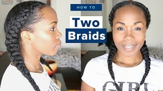 How To  EASY Two Braids Tutorial With Clip In Natural Hair Extensions  HERGIVENHAIR Hair Review [upl. by Akahs919]