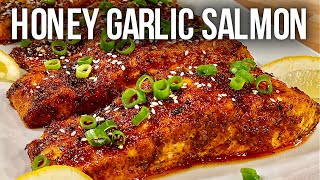 DELICIOUS Baked Honey Garlic Salmon  EASY Salmon In The Oven Recipe [upl. by Gerianne219]