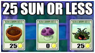 Only Plants That Cost 25 Sun Or Less Survival Fog  Plants VS Zombies Challenge [upl. by Ahsieni]