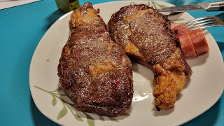 Two Air Fryer Frozen Steaks Lets Eat 😄 [upl. by Ymmat]