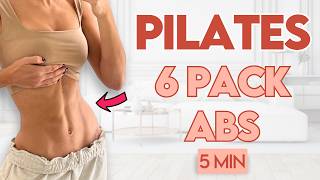 Toned Abs in 14 Days Flat Stomach Pilates  5 min Workout [upl. by Asetal]