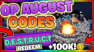 AUGUST 2023 DESTRUCTION SIMULATOR CODES ALL NEW OP SECRET ROBLOX DESTRUCTION SIMULATOR CODES [upl. by Horatia]