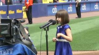 6 year old Gina Sings National Anthem for NY Mets at Shea [upl. by Ramin]