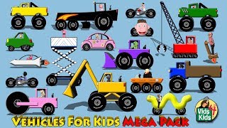 Vehicles For Kids Mega Pack  Cars Trucks Motorcycles Fire Truck for Children [upl. by Verger744]