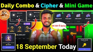 18 September Daily Combo amp Daily Cipher amp Mini Game  Hamster Kombat Daily Combo amp Mini Game [upl. by Guinevere625]