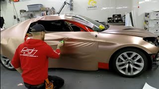 Crazy EDM Vinyl Wrap Time lapse  Satin Rose Gold Chrome [upl. by Jojo]