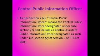 Central Public Information Officer as per RTI Act 2005 learneducate5912 [upl. by Nalla787]