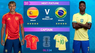 DLS 24  Spain Vs Brazil  World Cup  Dream League Soccer 2024 Gameplay [upl. by Saree]