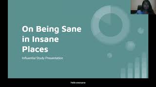 Influential Study Rosenhan Experiment On Being Sane in Insane Places [upl. by Alahc]