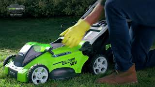 Greenworks 40V 16quot Lawn Mower  Model 2524002CA [upl. by Idnahk]